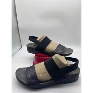 Munro Pisces Womens Size‎ 9M Slingback Sandals Shoes Black Gray Leather Cork